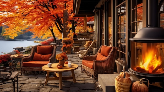 A Coffee Shop Displaying Autumn Decor and Organic Vibes