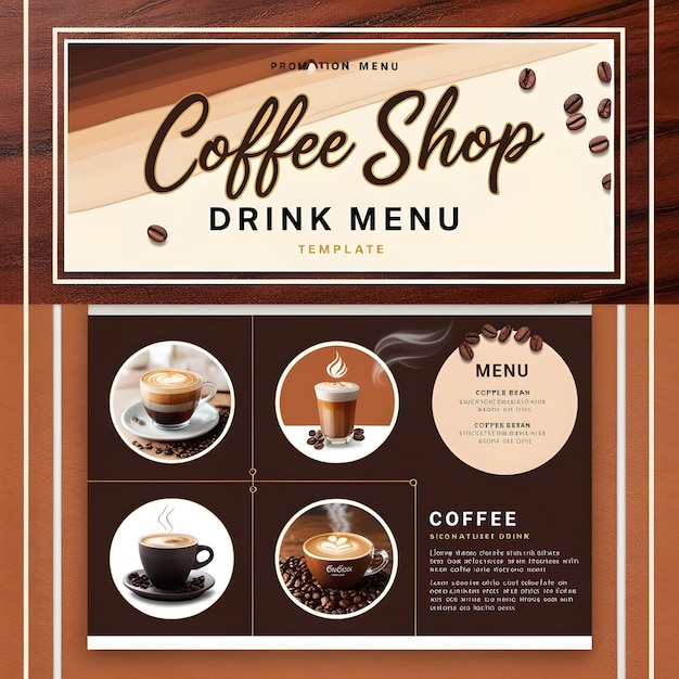 Photo coffee shop drink menu promotion social media post banner template