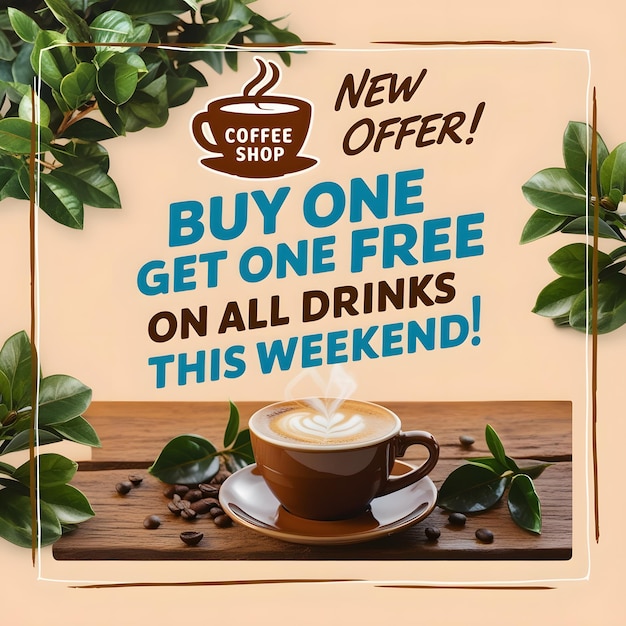 Photo coffee shop flyer promotion social media banner