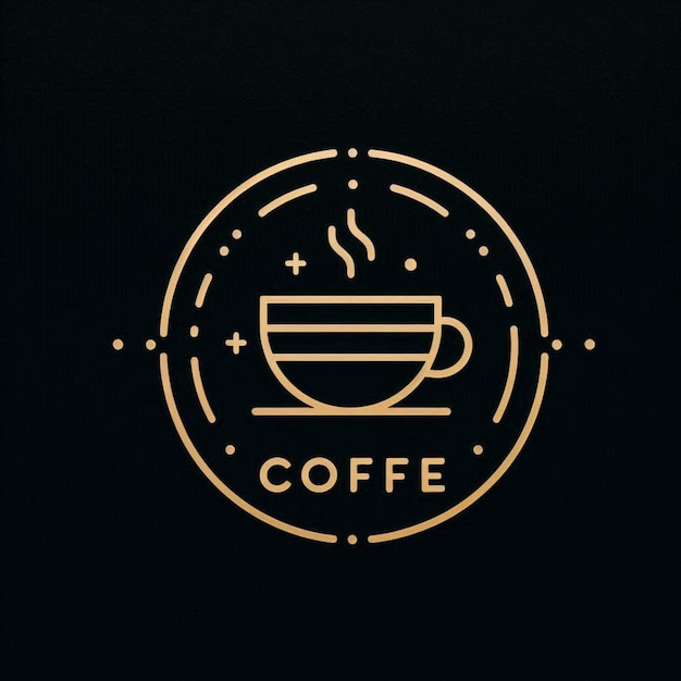 Photo coffee shop logo with black background and gold lines