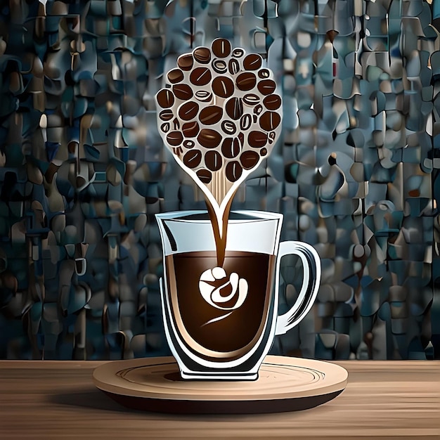 Coffee shop sticker coffee glass with splashes 2D logo