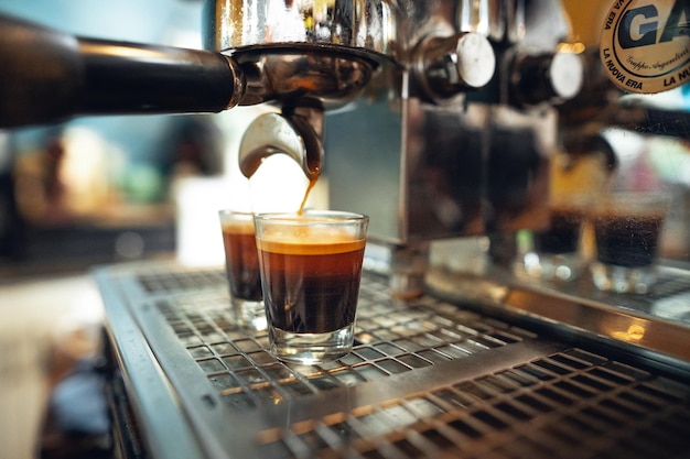 Coffee shotCoffee machine pouring out espresso shot