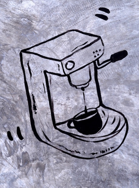 coffee symbol icon sketch on cement wall