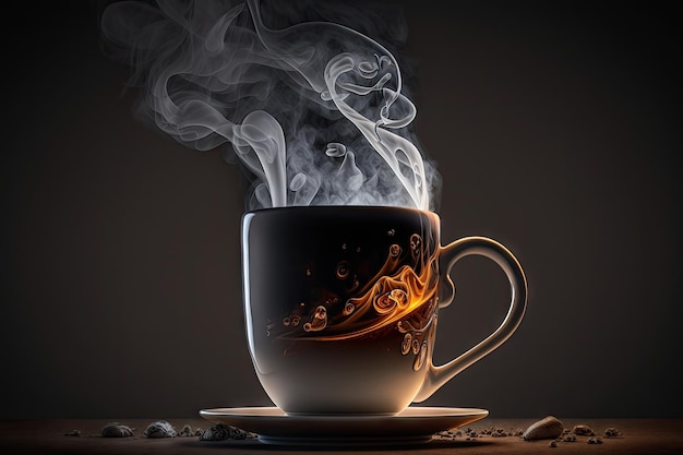 Coffee or tea mug with a steamy cup of hot beverage