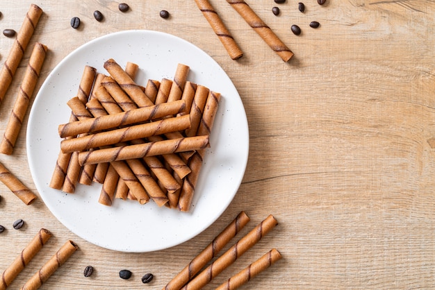 coffee wafer stick roll with cream