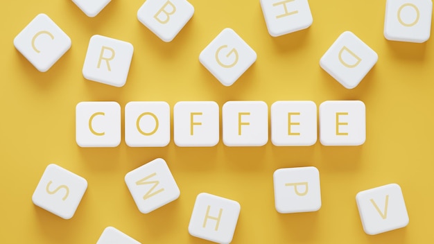 Coffee word concept on 3D cube