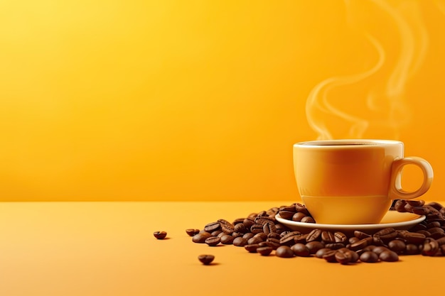 Coffee on Yellow Background Still Life Photorealistic Art