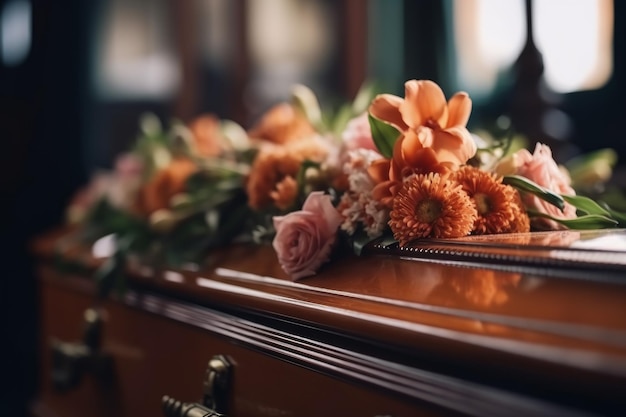 Coffin flowers funeral Generate Ai