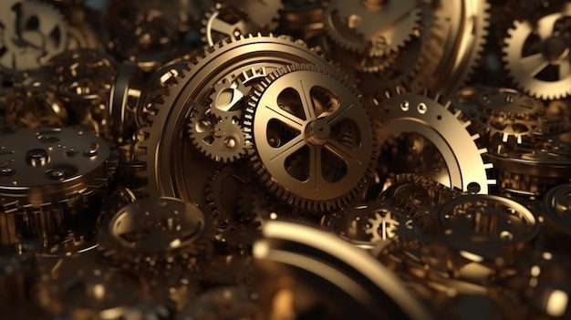 Cogs and gear wheels mechanisms background industrial Machine technology generative AI