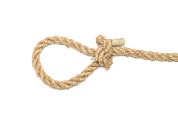 Coiled rope knot isolated over a white background