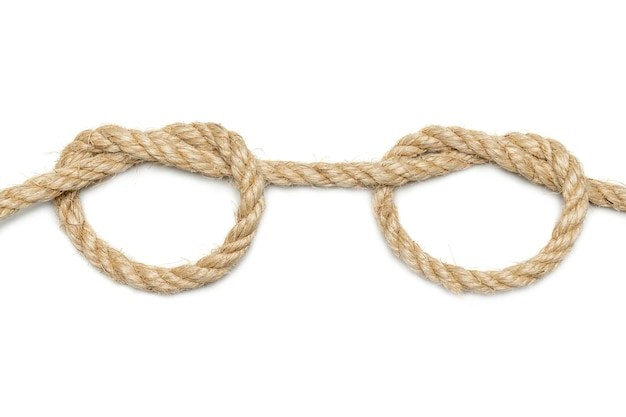 Coiled rope knot isolated over a white background