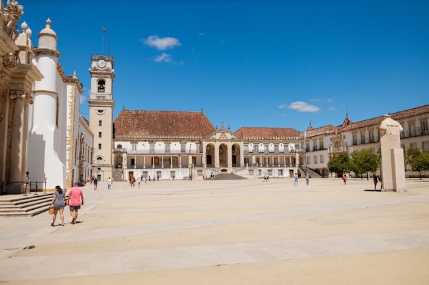 Coimbra university and its great square in blue sky