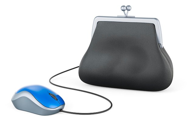 Coin purse with computer mouse 3D rendering