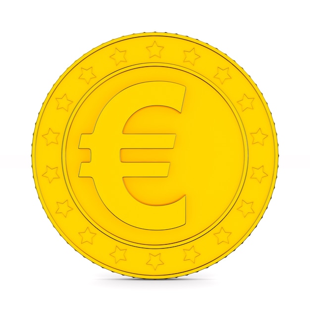 Coin with symbol euro on white background. Isolated 3D illustration