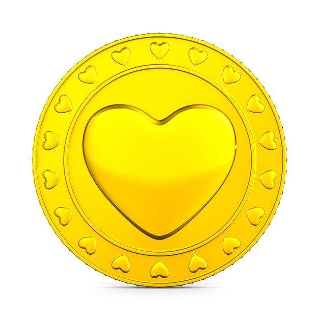 Photo coin with symbol heart on white background. isolated 3d illustration