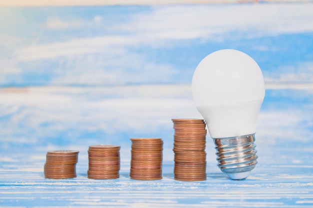 Coins in the form of a growing graph and a light bulb