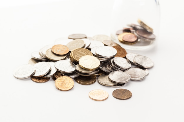 Coins isolated on white background