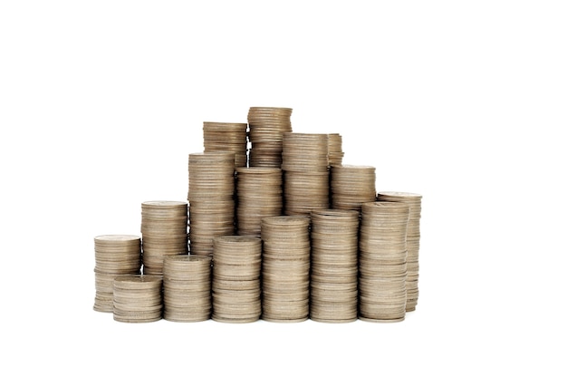 Coins stacked to save money and business investment growth concept