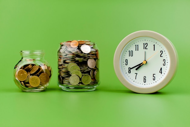 Coins and Time savings concept finance finance business