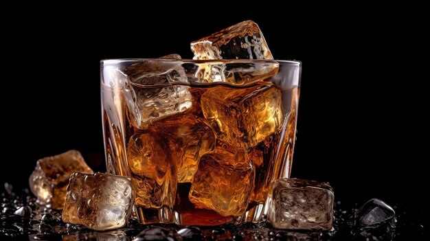 Cola with ice 3d shapes near Creative resource AI Generated