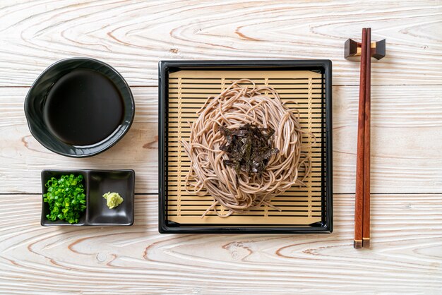 Photo cold buckwheat soba noodles or zaru ramen