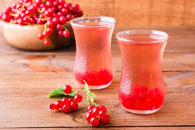 Cold compote made from fresh red currant berries.