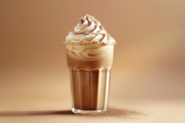 Photo cold frappe coffee with whipped cream iced frappuccino