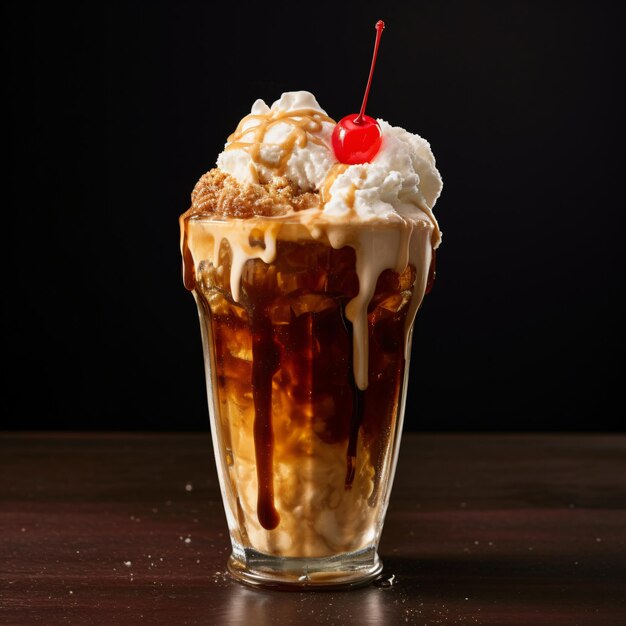 Cold frozen root beer float