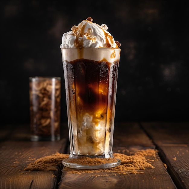 Cold frozen root beer float