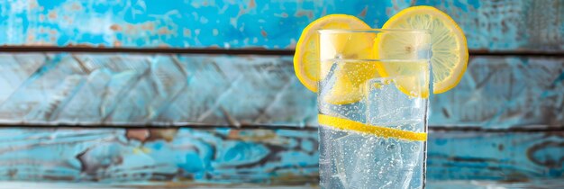 Photo cold glass of water with lemon slices