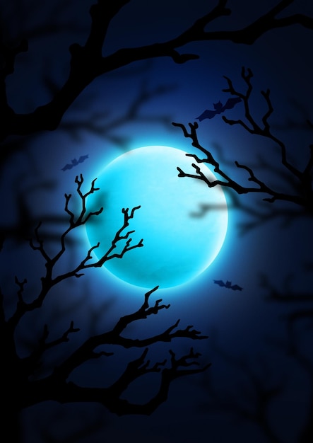 Cold moon light on dark sky illustration