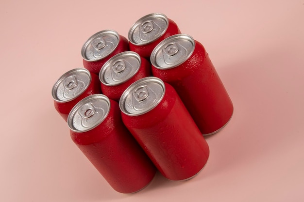 Cold red soda cans for conceptual use