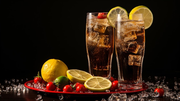 Cold refreshing boozy diet cola and champagne