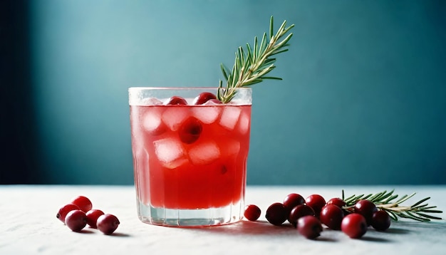 Cold season drink cranberry and rosemary cocktail