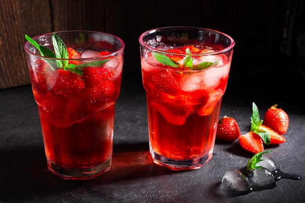 Cold summer strawberry cocktail mojito margarita daiquiri