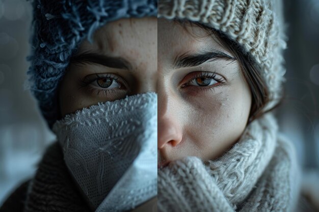 Photo cold vs flu symptoms sidebyside comparison of illness severity in winter