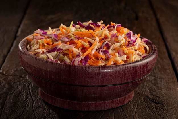 Coleslaw salad with white cabbage red cabbage and sliced carrots