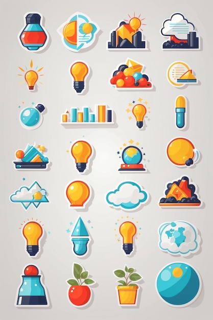 collaboration sticker Light presentation vector set