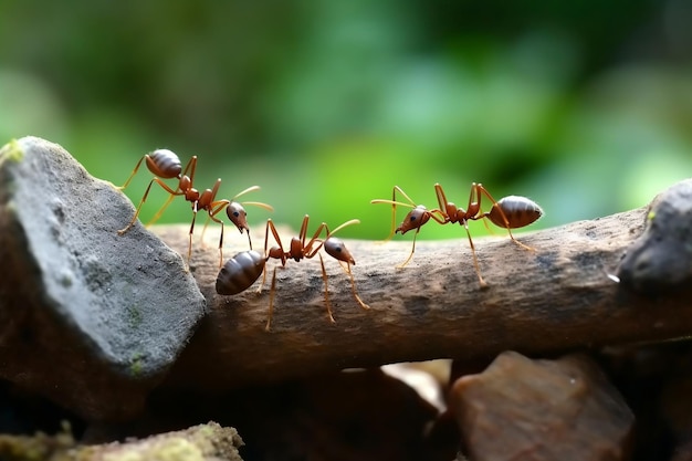 Collaborative Ant Engineers Building a Bridge with Teamwork AI