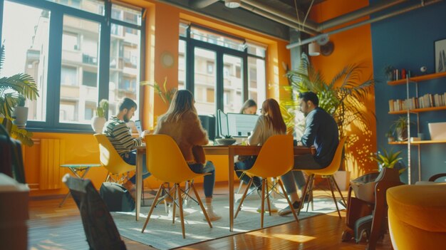 Collaborative Workspace Scene with Diverse Team Working Together