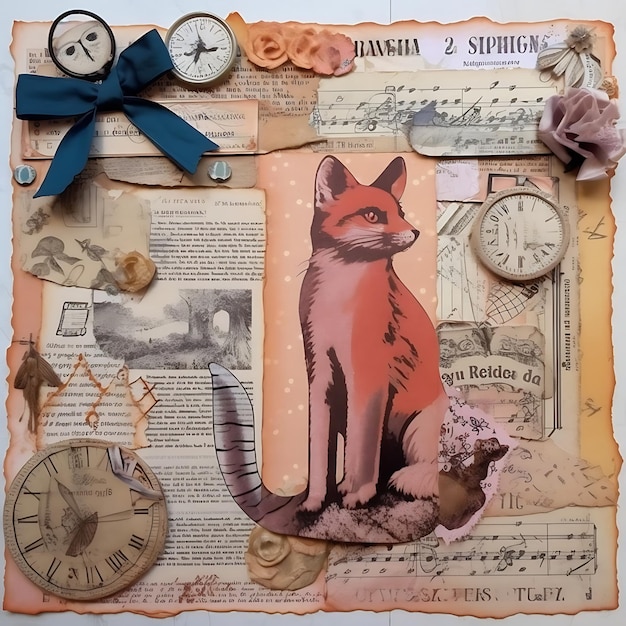 Photo collage art whimsical newspaper january vintage newspaper page