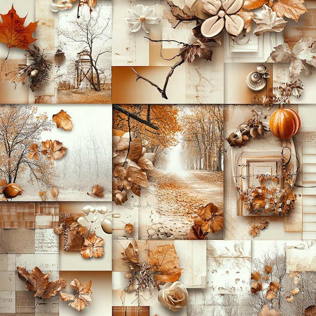 Collage of autumn pictures to welcome autumn