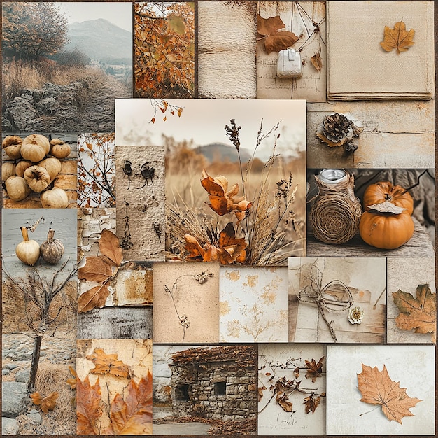 Collage of autumn pictures to welcome autumn