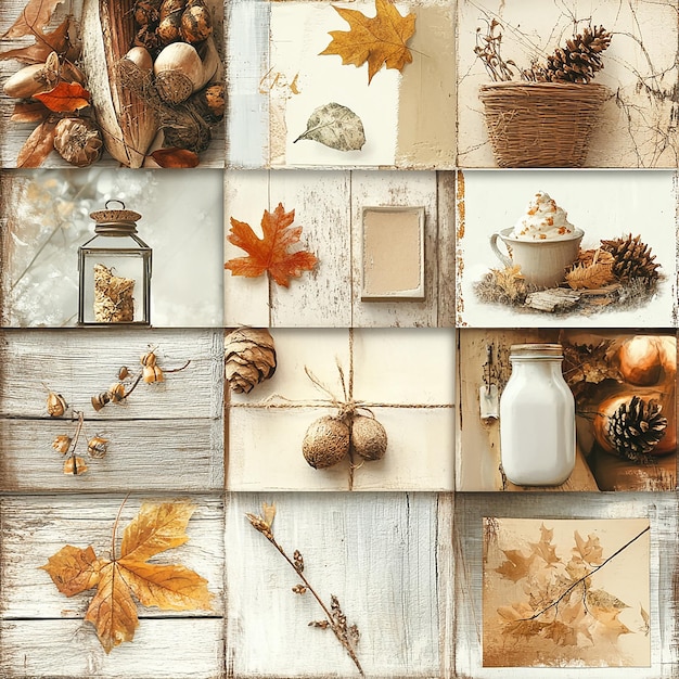 Collage of autumn pictures to welcome autumn