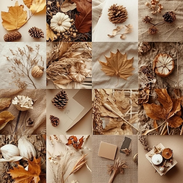 Collage of autumn pictures to welcome autumn