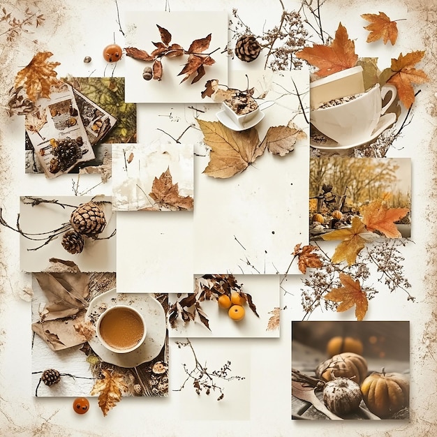 Photo collage of autumn pictures to welcome autumn