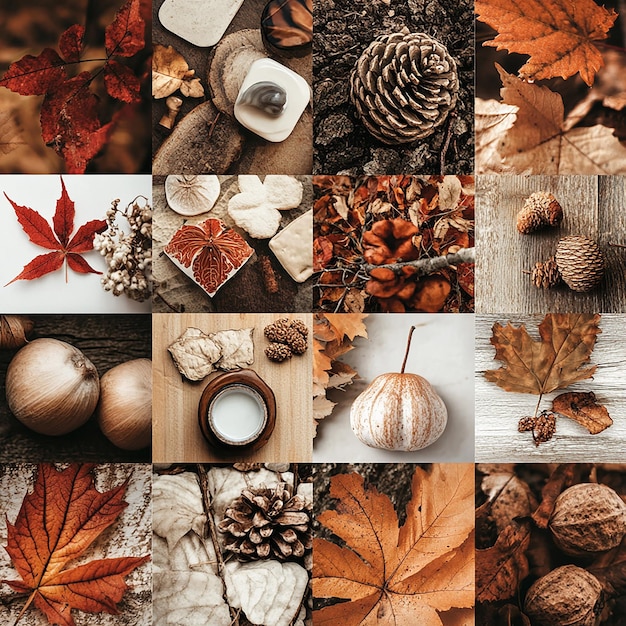 Collage of autumn pictures to welcome autumn