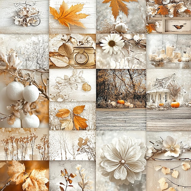 Collage of autumn pictures to welcome autumn