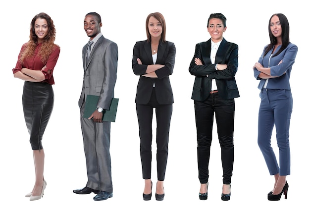 Collage of business people on white background