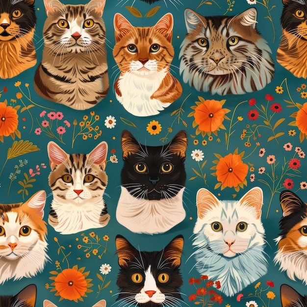 a collage of cats with flowers and the words quot cats quot